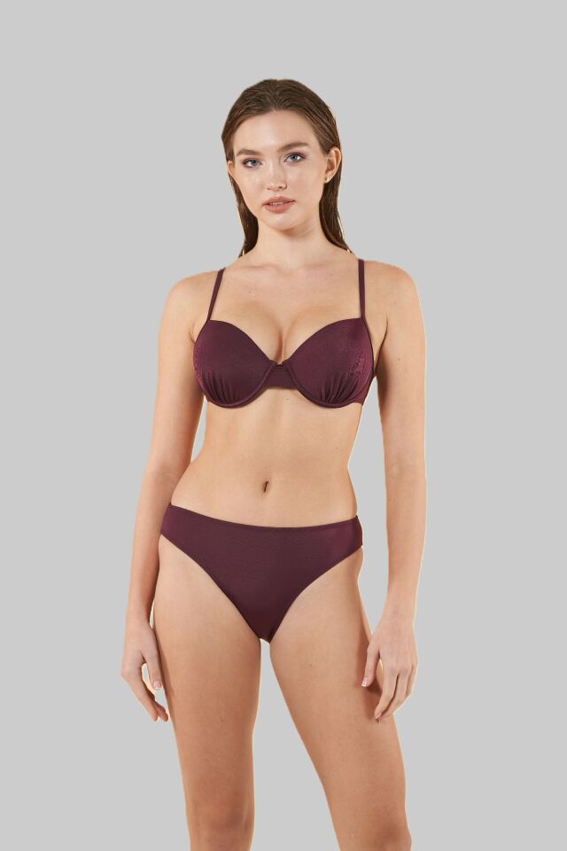 Estiva İnce Askılı Kaplı Bikini Takımı - Mürdüm