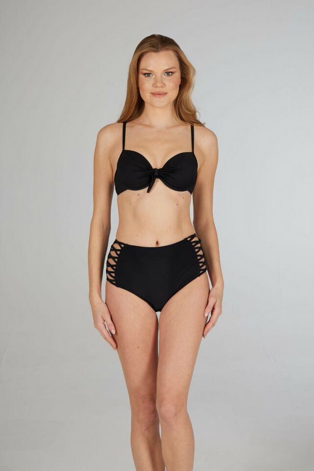 Estiva Yüksek Bel Britli Bikini Takımı - Siyah