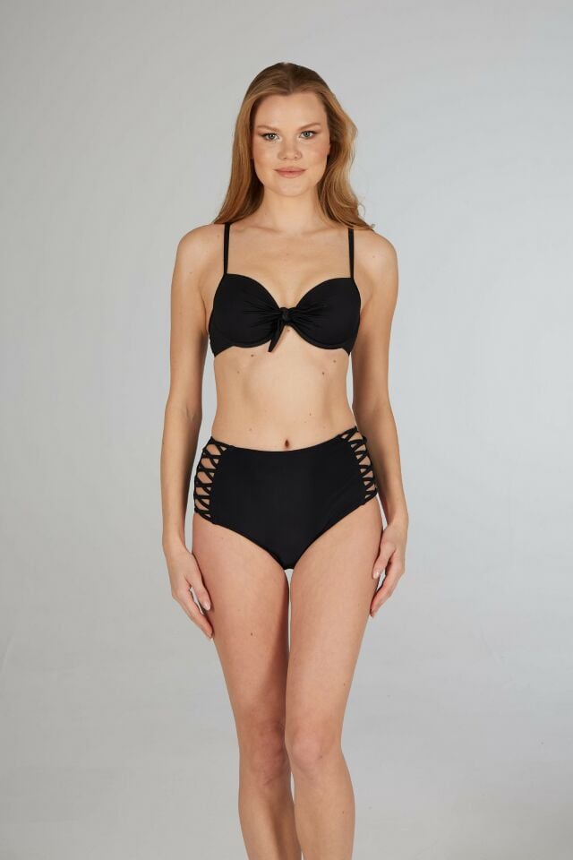 Estiva Yüksek Bel Britli Bikini Takımı - Siyah
