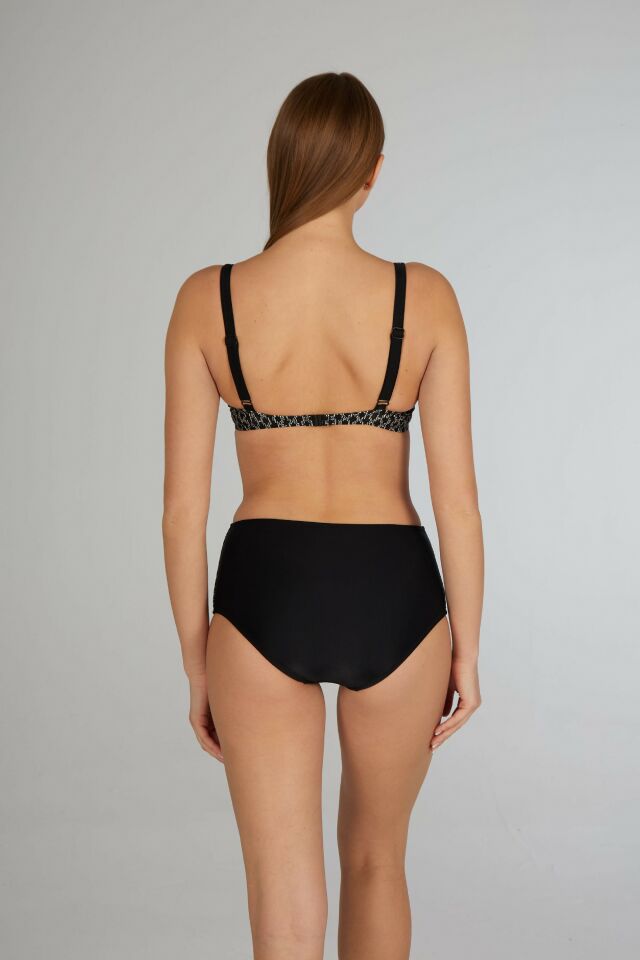 Estiva Kadın Zincir Desenli Siyah Balenli Emprime Bikini Takımı