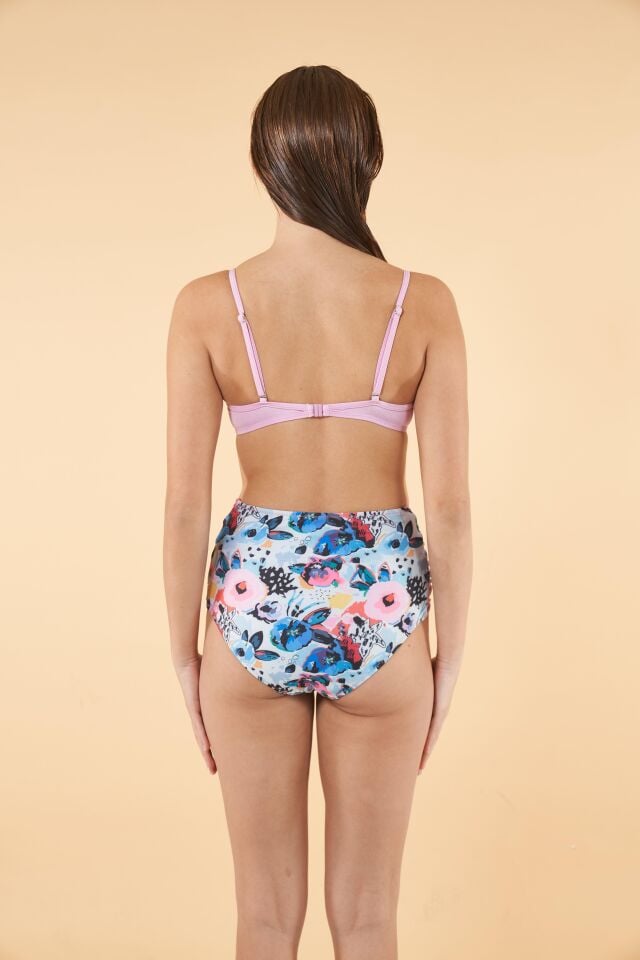 Estiva Desenli Yüksek Bel Britli Bikini Takımı - Pudra Mavi alternatif görsel