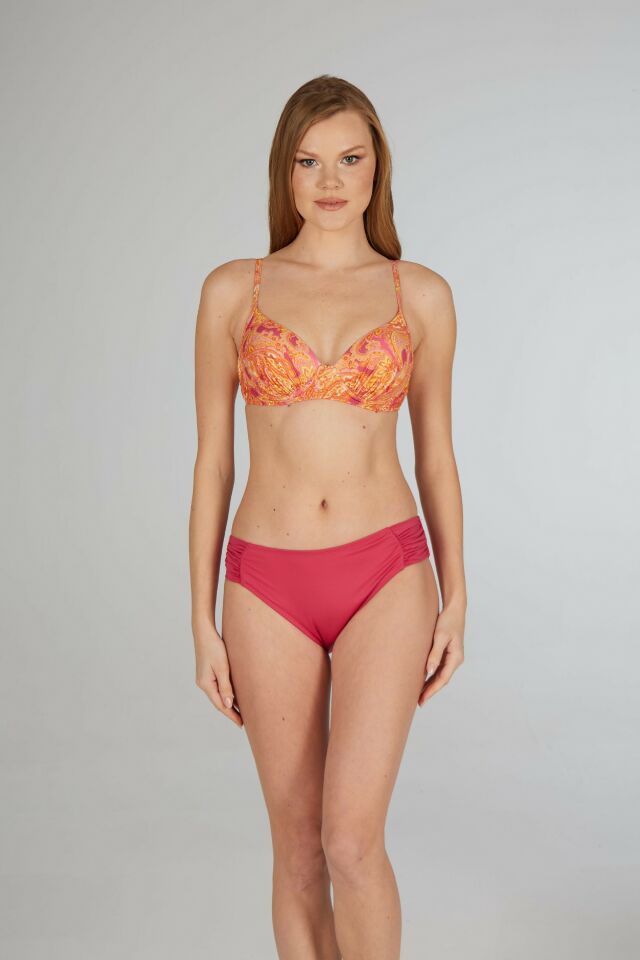 Estiva Kadın Renk Desenli Turuncu Emprime Dolgulu Kaplı Bikini Takımı