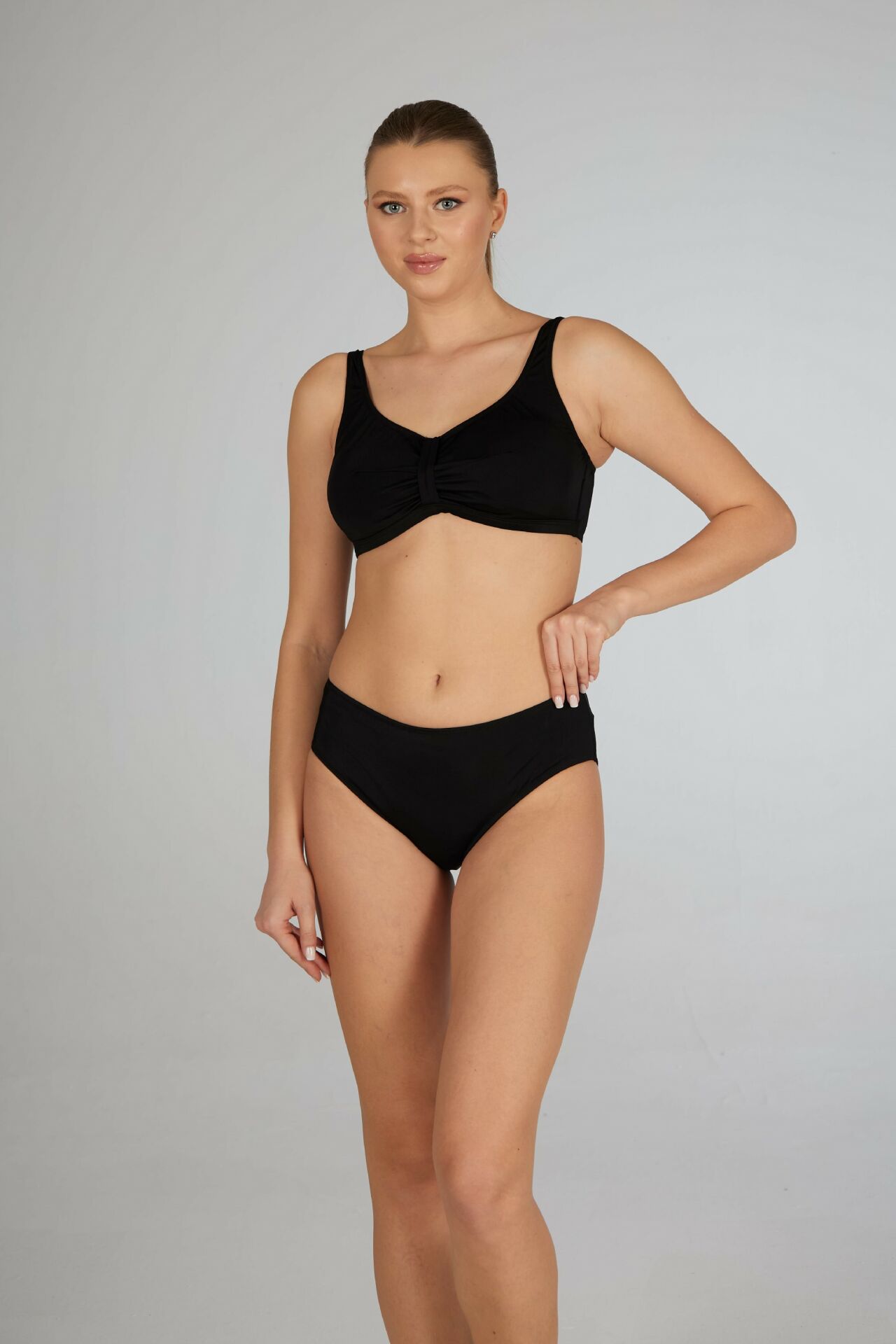 Estiva Luplu Toparlayıcı Yüksek Bel Büyük Beden Bikini Takımı - Siyah