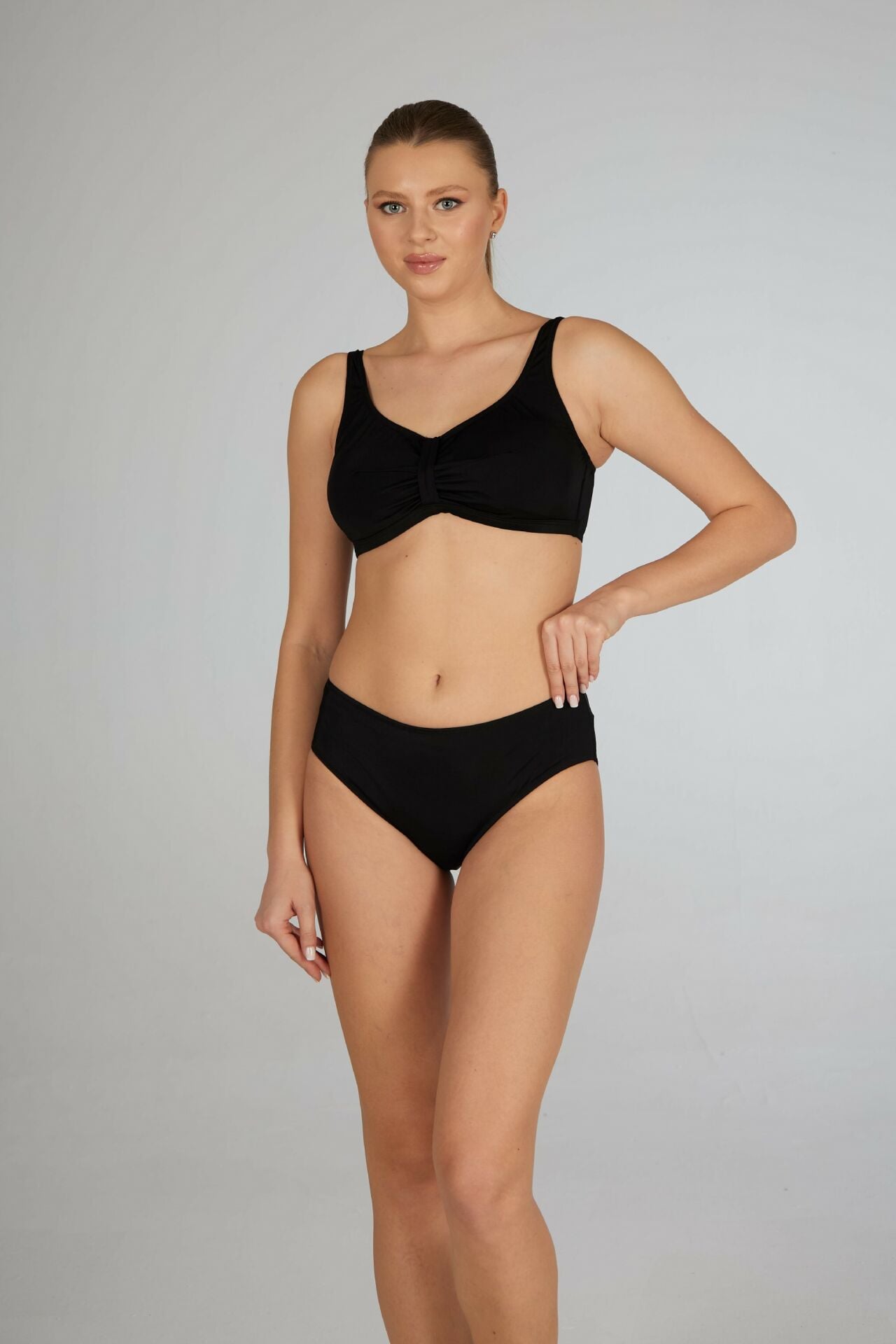 Estiva Luplu Toparlayıcı Yüksek Bel Büyük Beden Bikini Takımı - Siyah