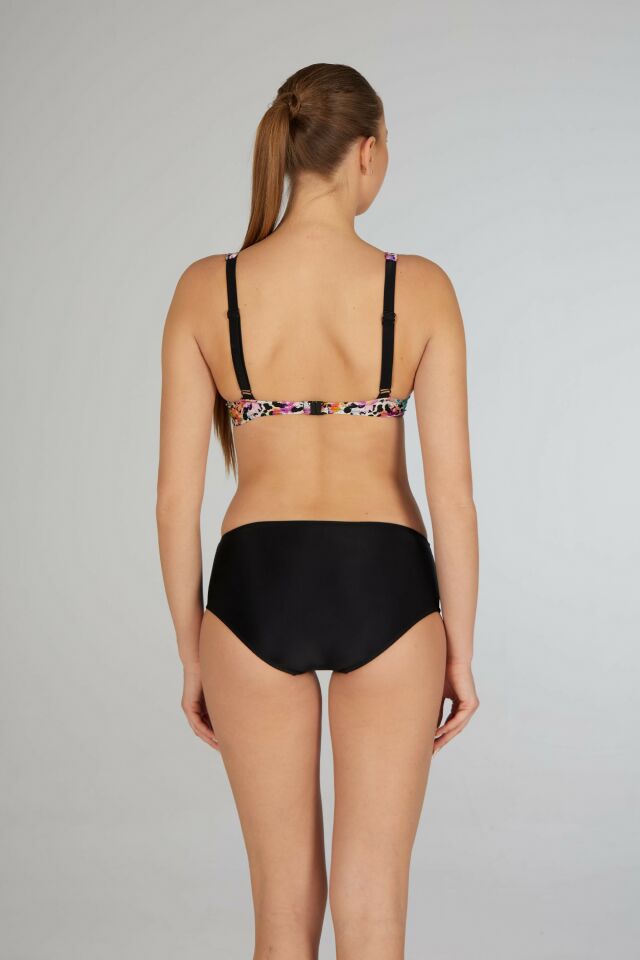 Estiva Kadın Renk Desenli Siyah Balenli Toparlayıcı Bikini Takımı