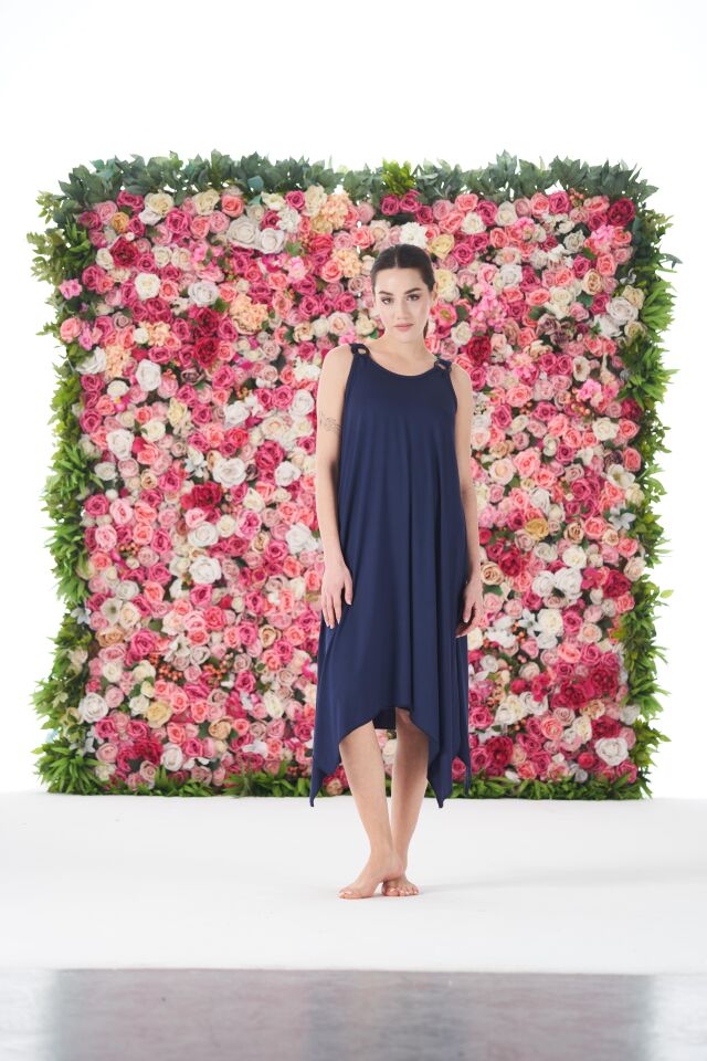 Kadın Yazlık Düz Renkli Omuz Tokalı Lycra Viskon Günlük Elbise