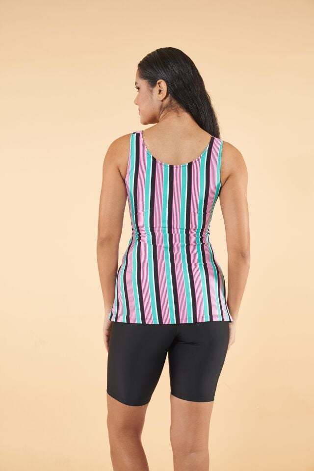 Estiva Çizgi Desenli Taytkini - Siyah