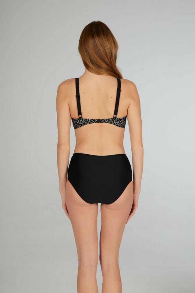 Estiva Kadın Zincir Desenli Siyah Kruvaze Toparlayıcı Bikini Takımı