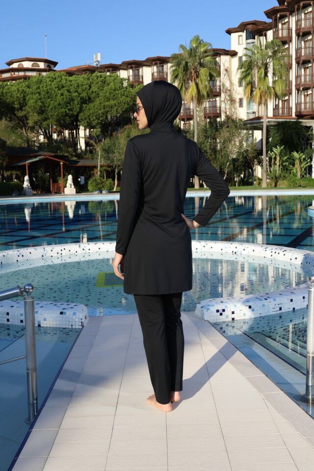 Estiva Kadın Tam Kapalı Düz Tesettür Mayo 38 - Siyah