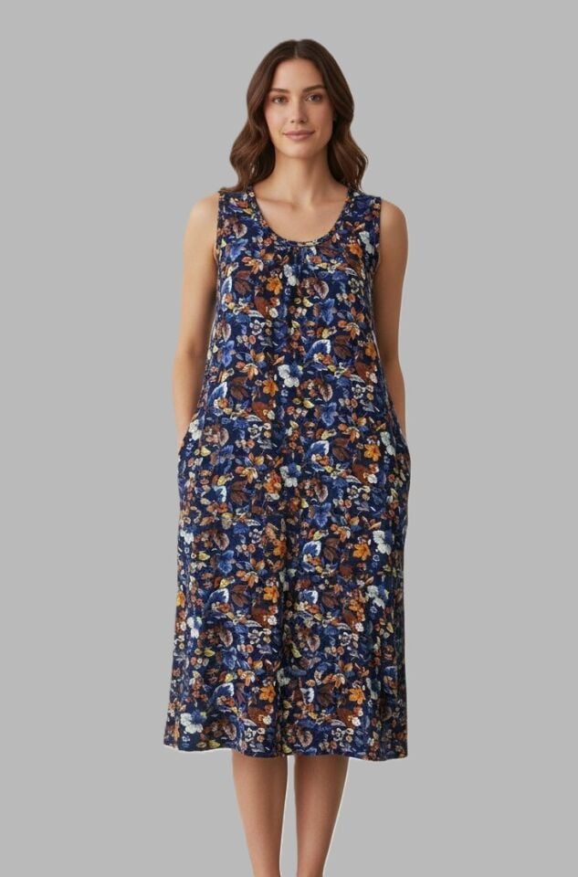 Estiva Kadın Desenli Kolsuz Lycra Viskon Günlük Elbise