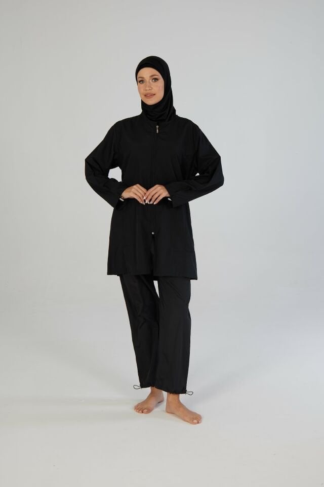 Estiva Kadın Tam Kapalı Pantolonlu Fermuarlı Tesettür Mayo