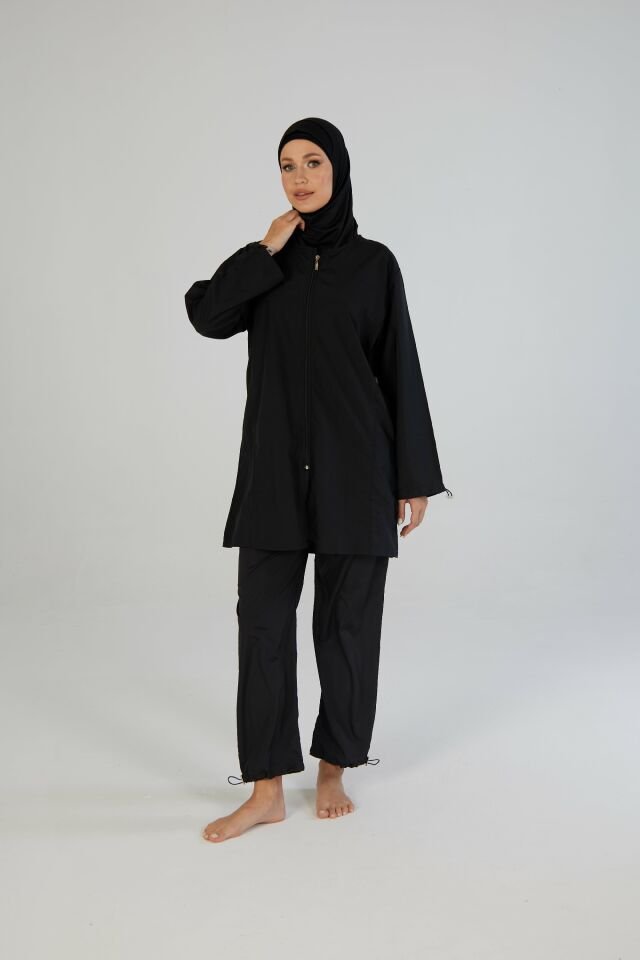 Estiva Kadın Tam Kapalı Pantolonlu Fermuarlı Tesettür Mayo