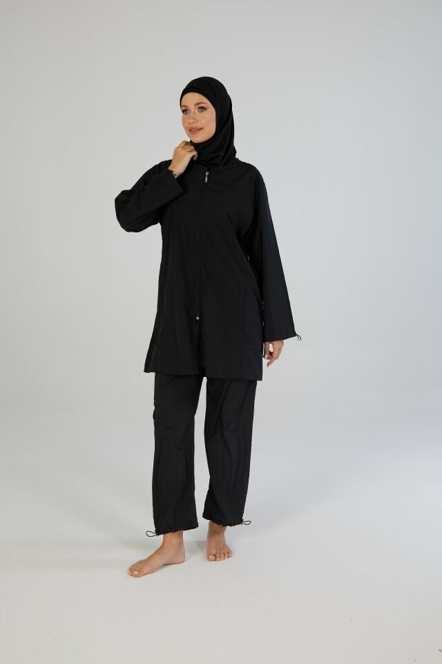 Estiva Kadın Tam Kapalı Pantolonlu Fermuarlı Tesettür Mayo
