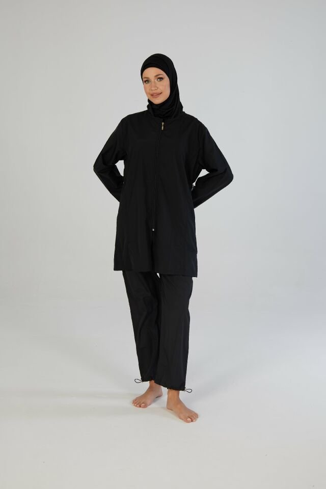 Estiva Kadın Tam Kapalı Pantolonlu Fermuarlı Tesettür Mayo
