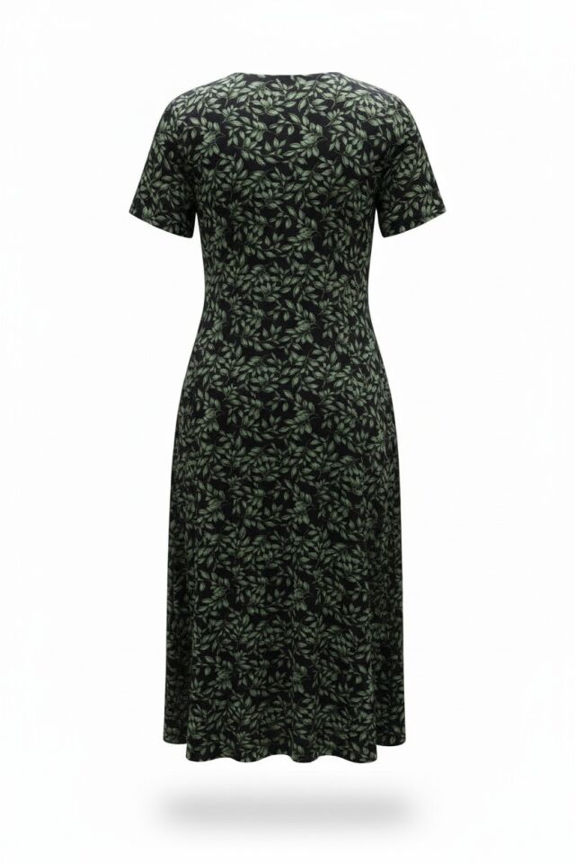 Estiva Kadın Desenli Kısa Kollu Lycra Viskon Günlük Elbise