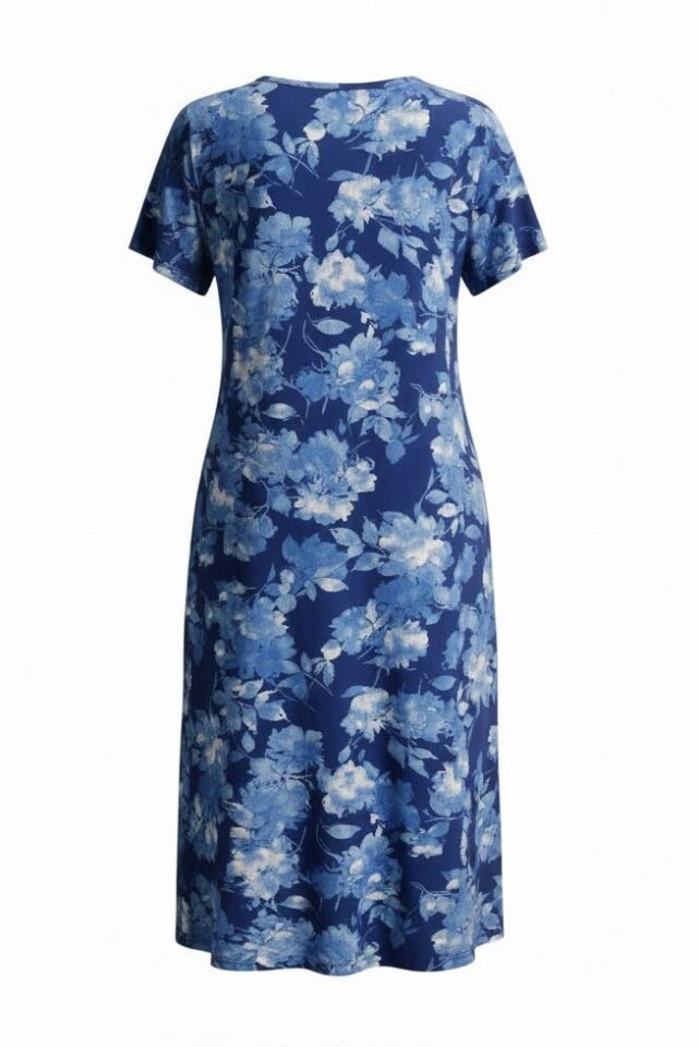 Estiva Kadın Desenli Kısa Kollu Lycra Viskon Günlük Elbise