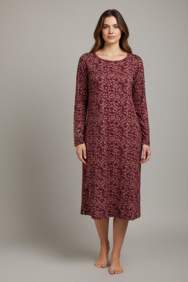 Estiva Kadın Desenli Uzun Kollu Lycra Viskon Günlük Elbise