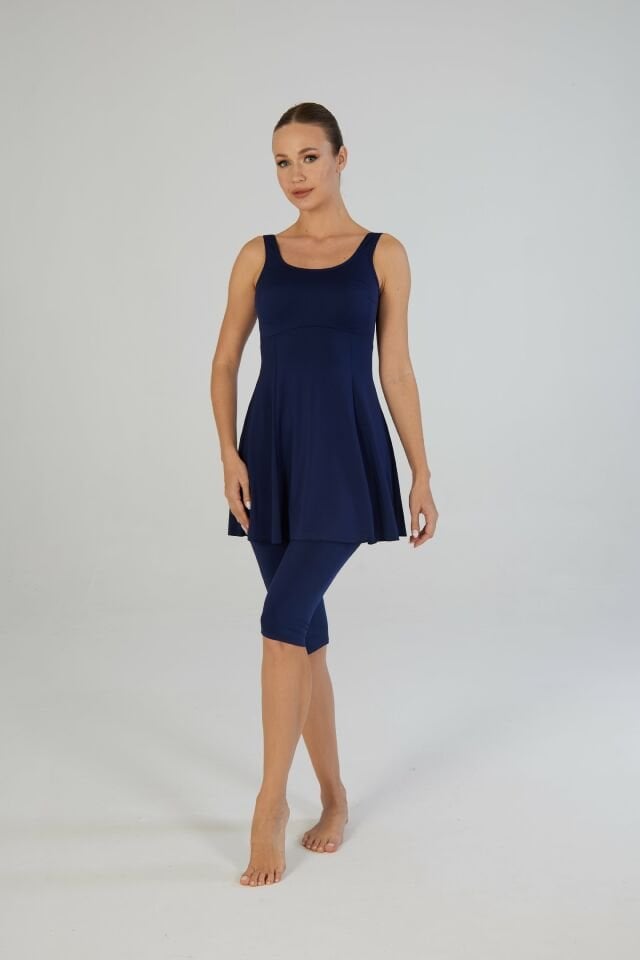 Estiva Kadın Askılı Taytlı Düz Renkli Elbise Mayo