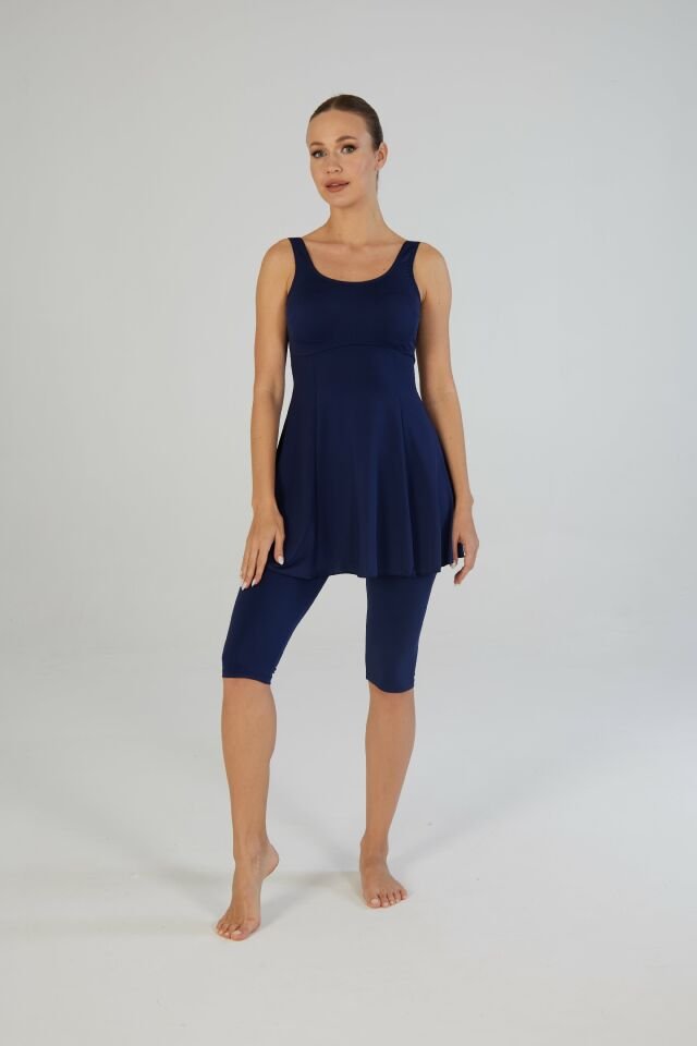 Estiva Kadın Askılı Taytlı Düz Renkli Elbise Mayo