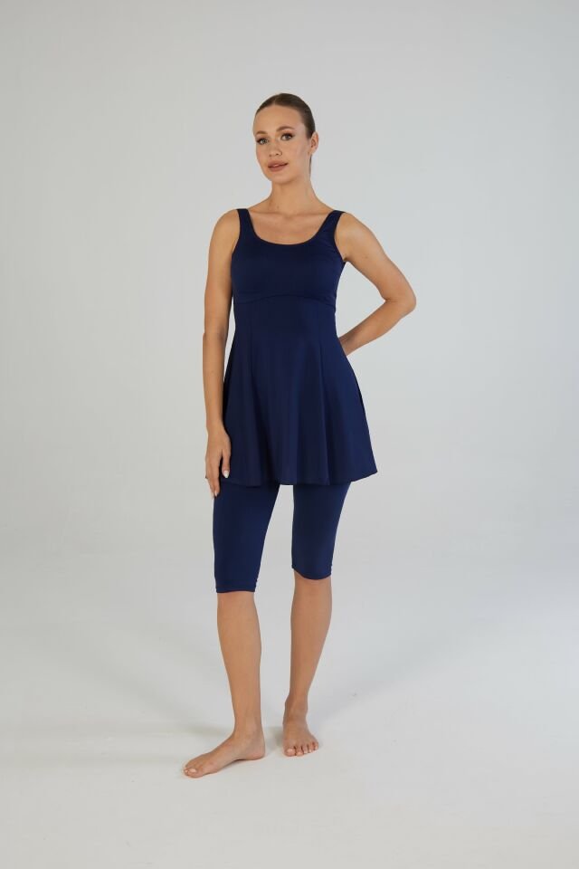 Estiva Kadın Askılı Taytlı Düz Renkli Elbise Mayo