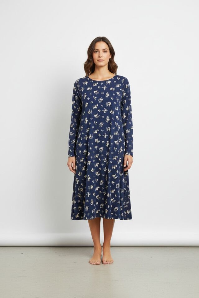 Estiva Kadın Desenli Uzun Kollu Lycra Viskon Günlük Elbise