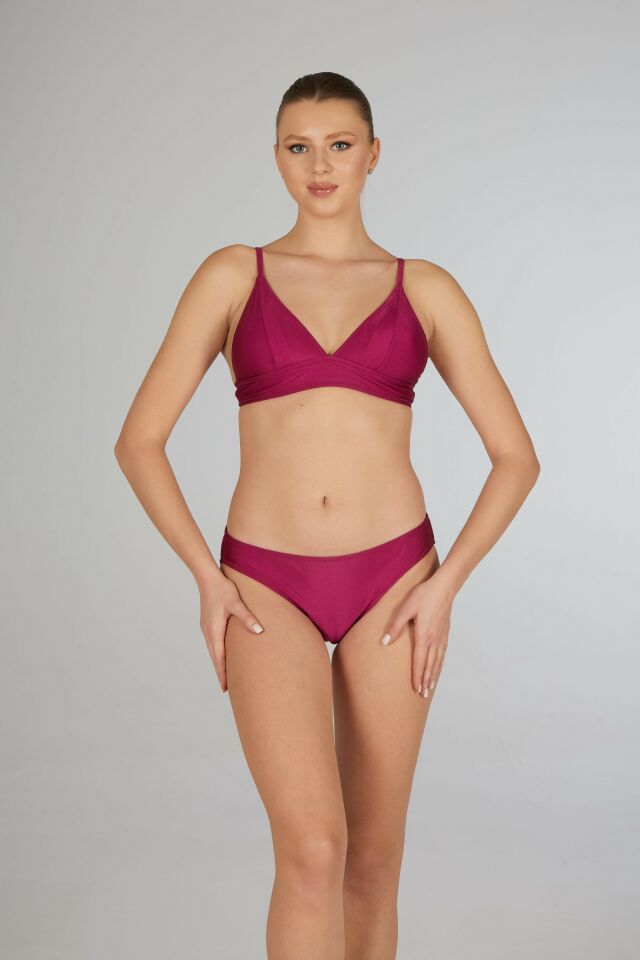 Estiva Geniş Bantlı Toparlayıcı Üçgen Bikini Takımı - Fuşya