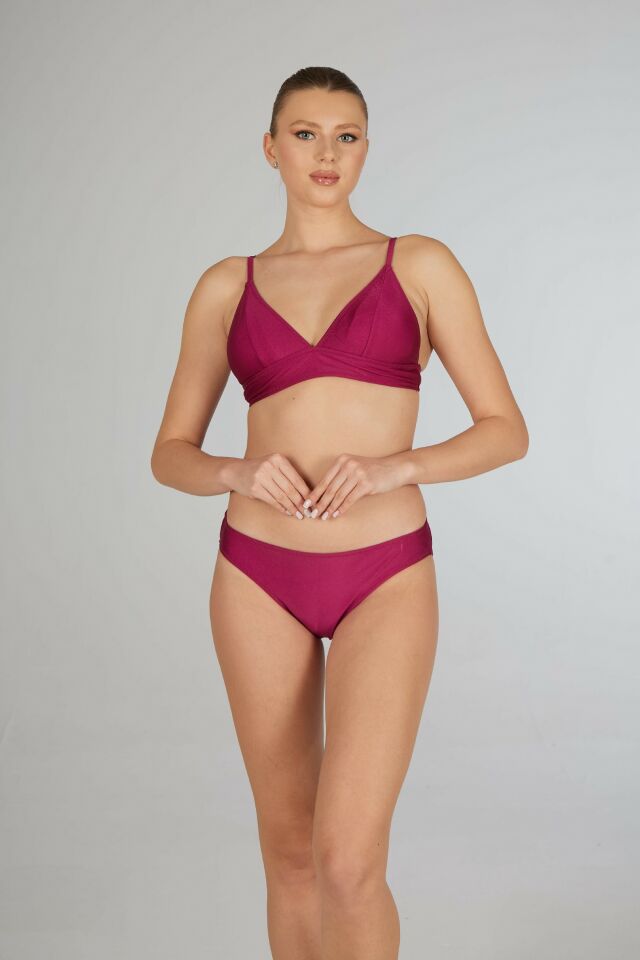 Estiva Geniş Bantlı Toparlayıcı Üçgen Bikini Takımı - Fuşya