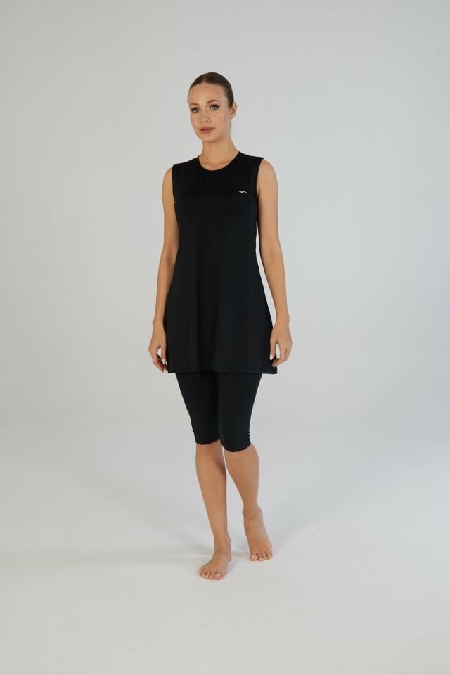 Estiva Kadın Japone Kol Düz Taytlı Elbise Mayo