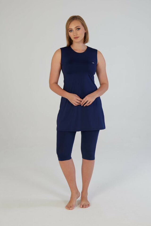 Estiva Kadın Japone Kol Düz Taytlı Elbise Mayo 42 - Lacivert