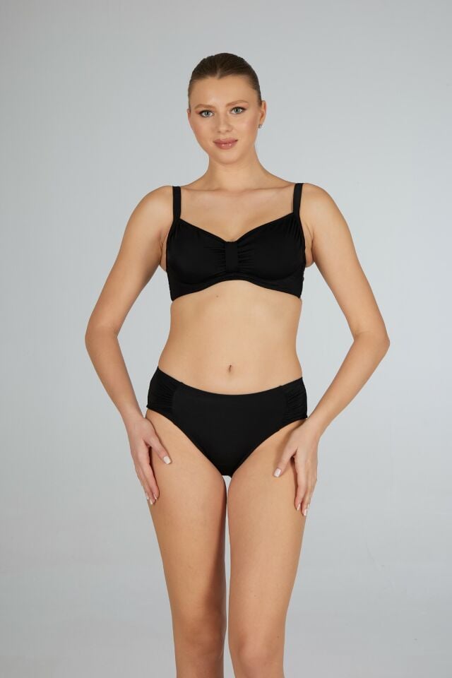 Estiva Toparlayıcı Balenli Bikini Takımı - Siyah