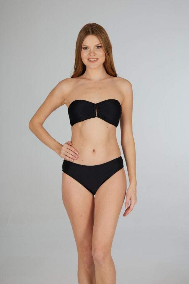 Estiva Kadın Siyah Tokalı Straplez Bikini Takımı