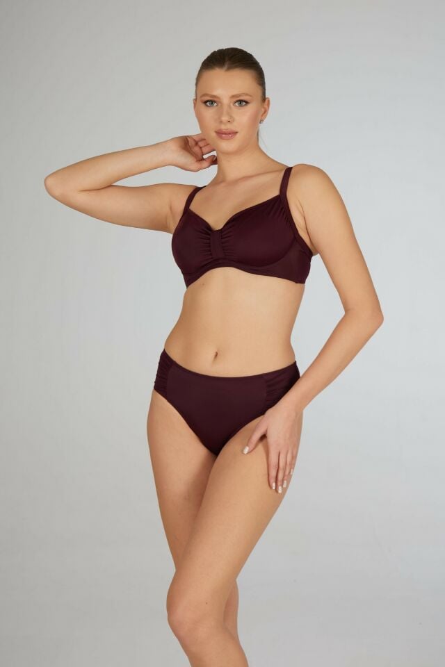 Estiva Toparlayıcı Balenli Bikini Takımı - Mürdüm