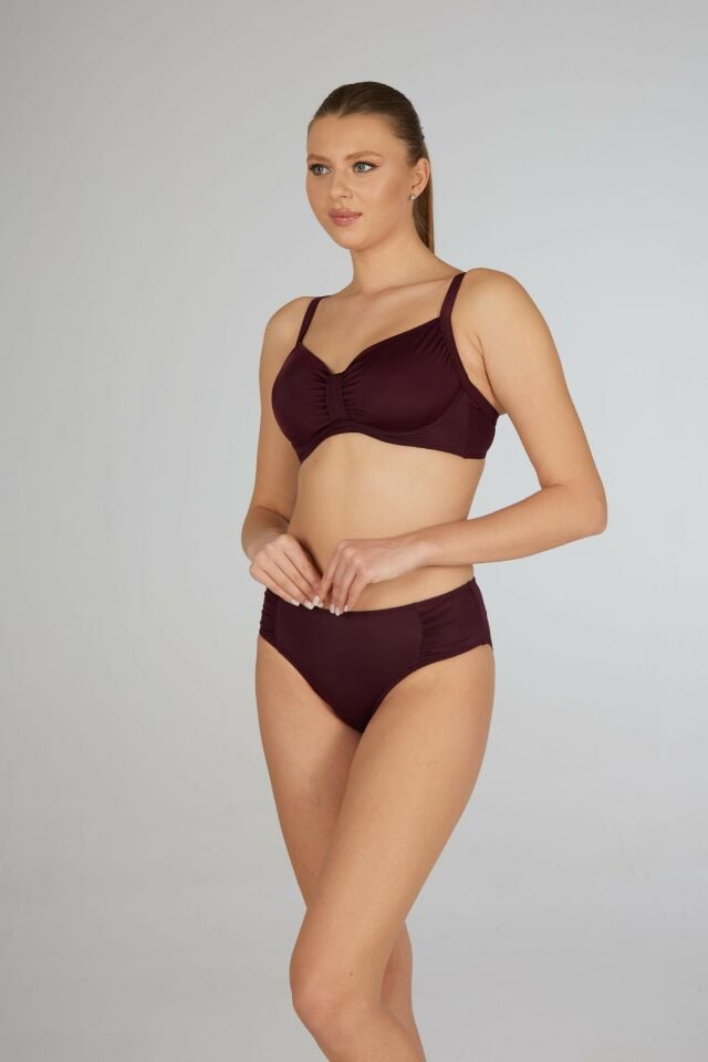 Estiva Toparlayıcı Balenli Bikini Takımı - Mürdüm