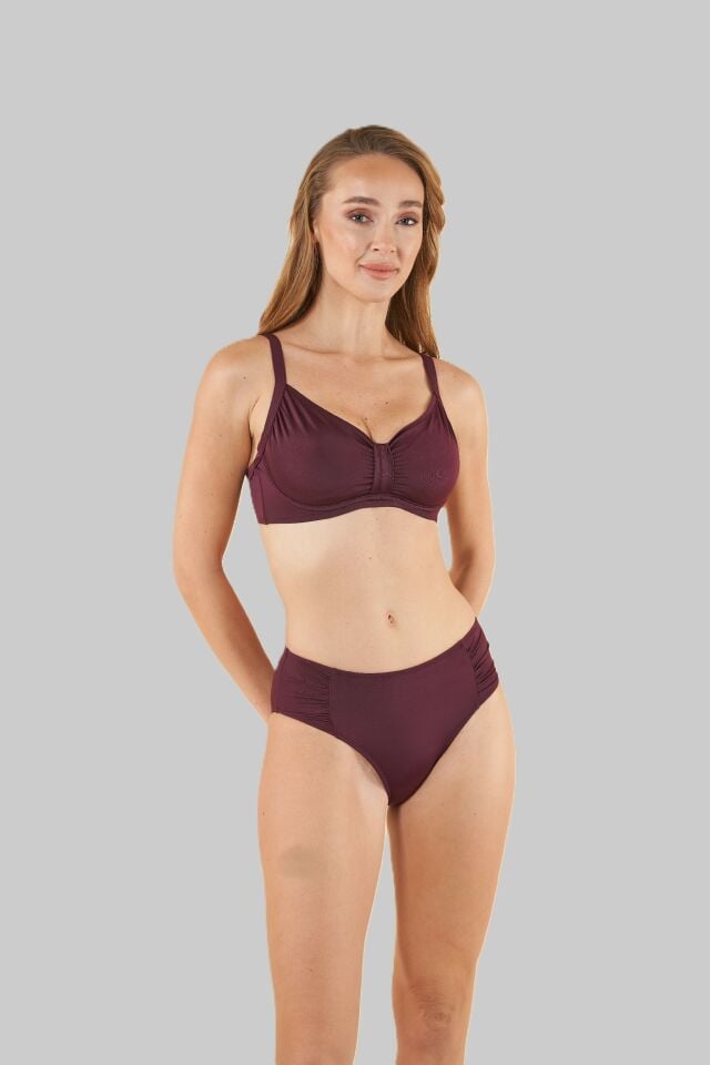 Estiva Toparlayıcı Balenli Bikini Takımı - Mürdüm