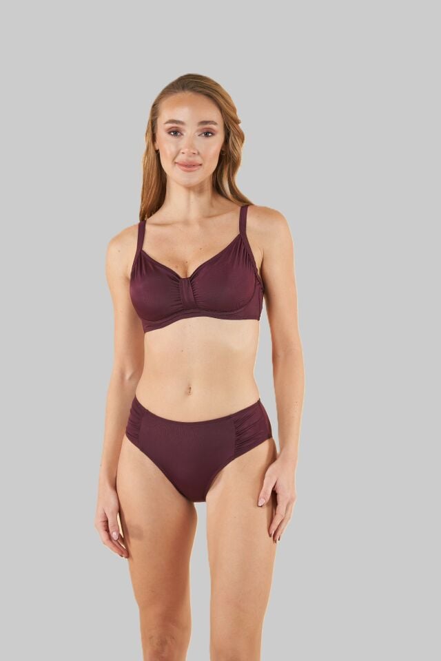 Estiva Toparlayıcı Balenli Bikini Takımı - Mürdüm