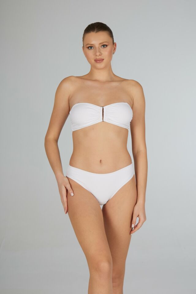 Estiva Kadın Beyaz Tokalı Straplez Bikini Takımı
