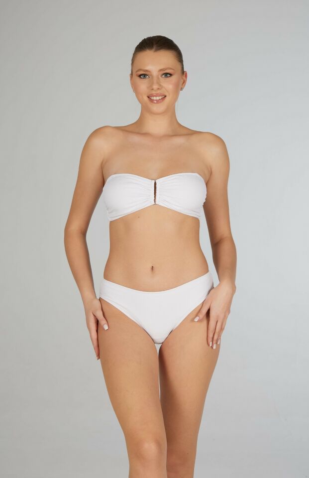Estiva Kadın Beyaz Tokalı Straplez Bikini Takımı