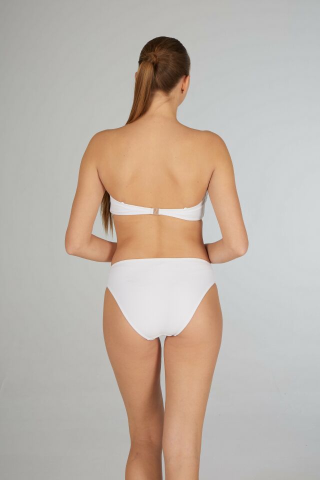 Estiva Kadın Beyaz Tokalı Straplez Bikini Takımı