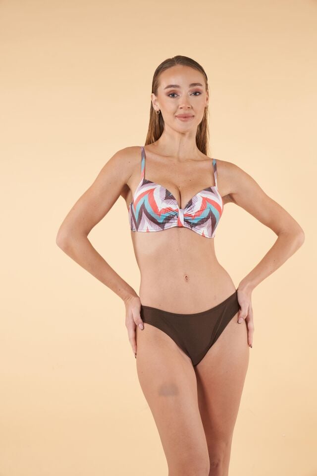 Estiva Desenli Emprime Kaplı Bikini Takımı - Kahverengi