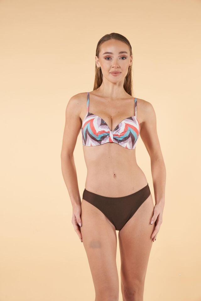 Estiva Desenli Emprime Kaplı Bikini Takımı - Kahverengi