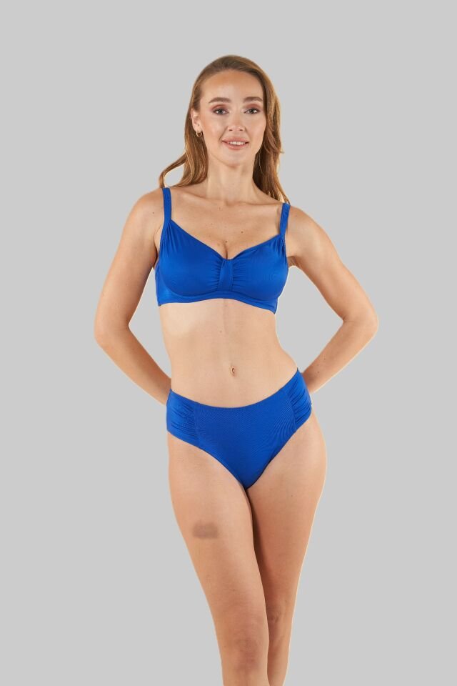 Estiva Balenli Luplu Battal Beden Bikini Takımı - Mavi