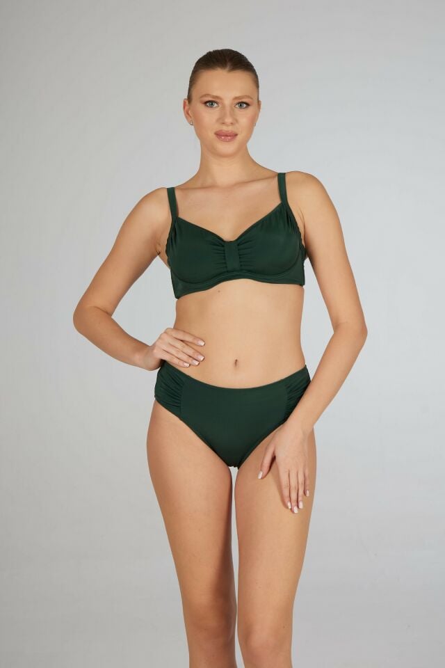 Estiva Balenli Luplu Battal Beden Bikini Takımı - Yeşil