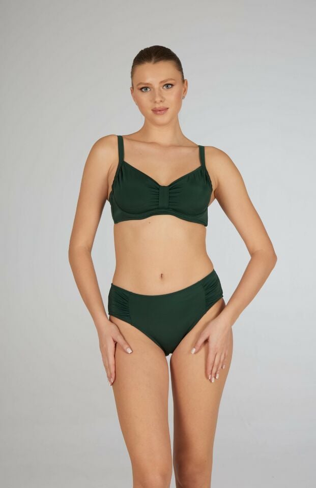 Estiva Balenli Luplu Battal Beden Bikini Takımı - Yeşil
