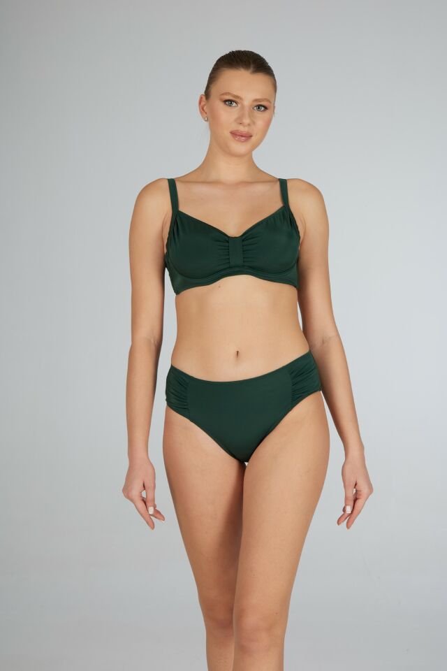 Estiva Balenli Luplu Battal Beden Bikini Takımı - Yeşil