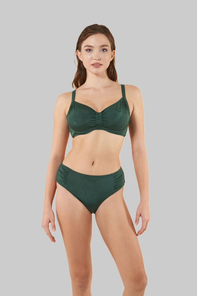 Estiva Balenli Luplu Battal Beden Bikini Takımı - Yeşil