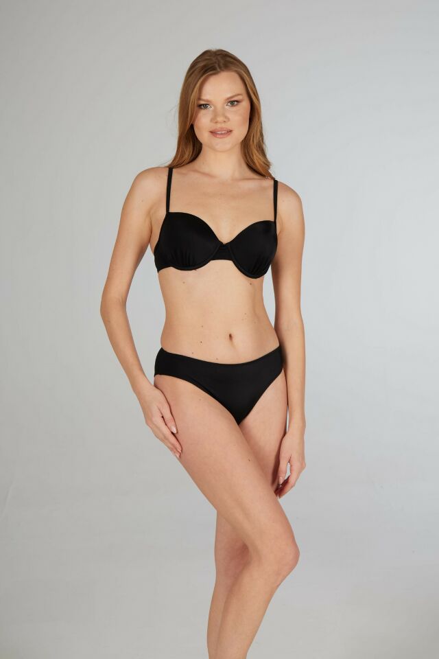 Estiva İnce Askılı Kaplı Bikini Takımı - Siyah