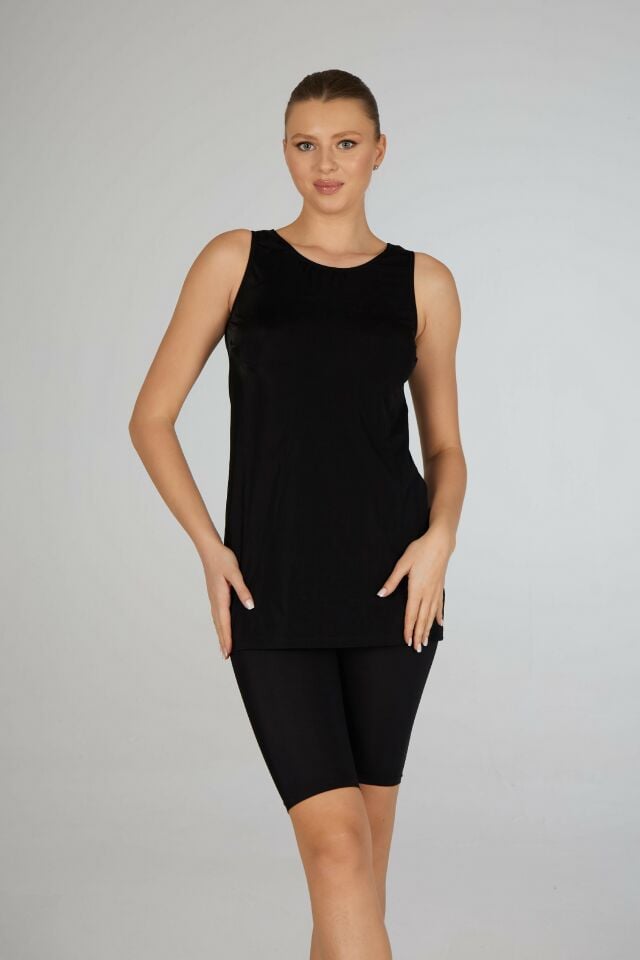 Estiva Düz Renkli Battal Beden Taytkini - Siyah