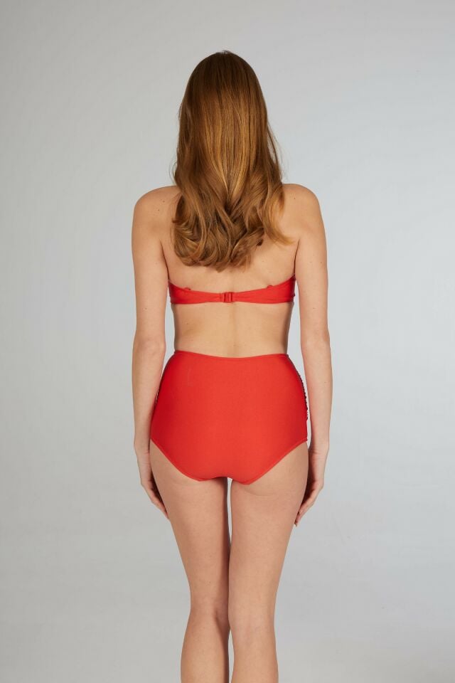 Estiva Drapeli Kaplı Straplez Bikini Takımı - Kırmızı
