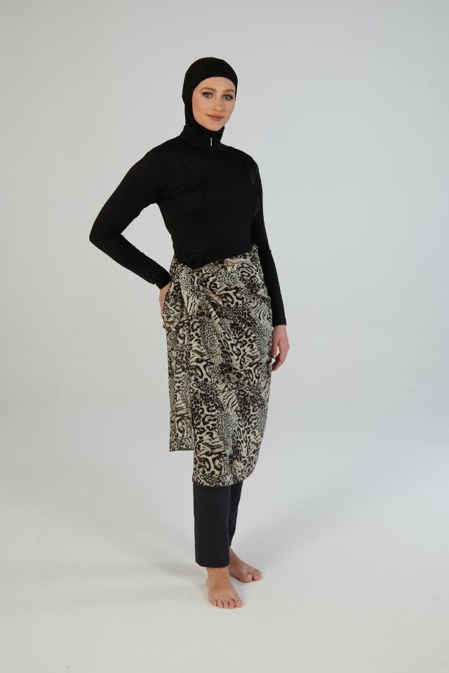 Estiva Safari Desenli Şal Pareo Krem