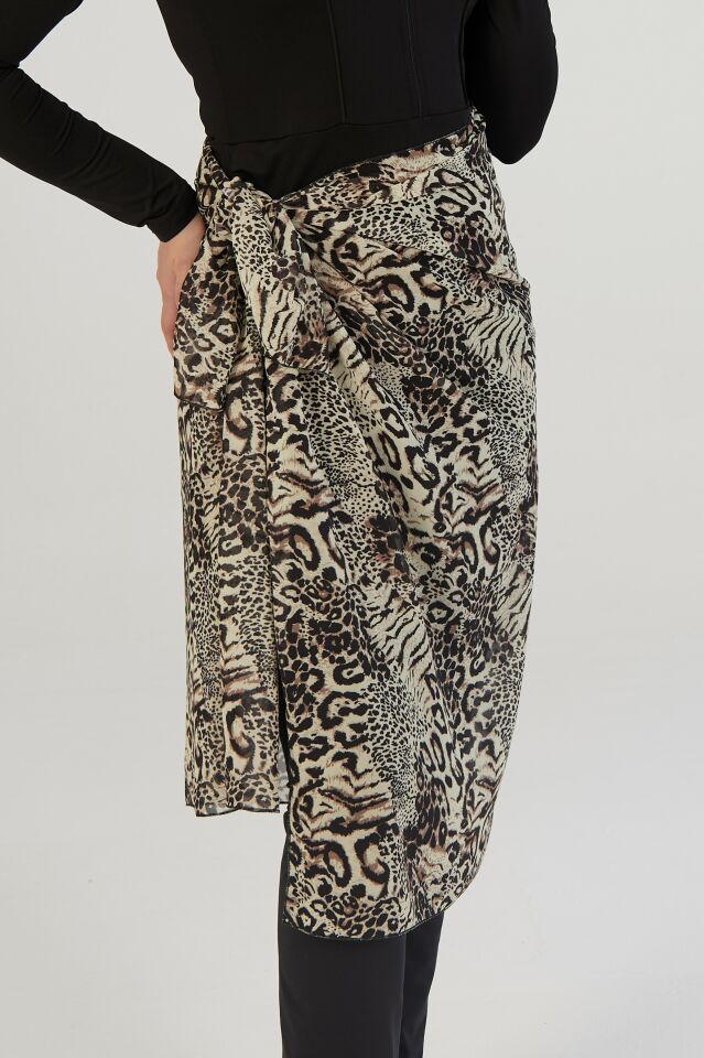 Estiva Safari Desenli Şal Pareo Krem